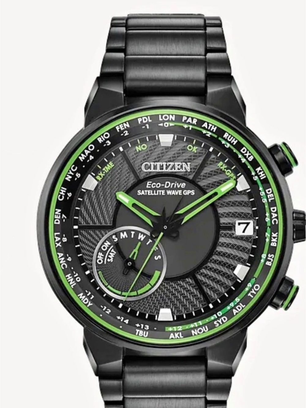CITIZEN MEN’S SATELLITE WAVE GPS FREEDOM green dial Watch
